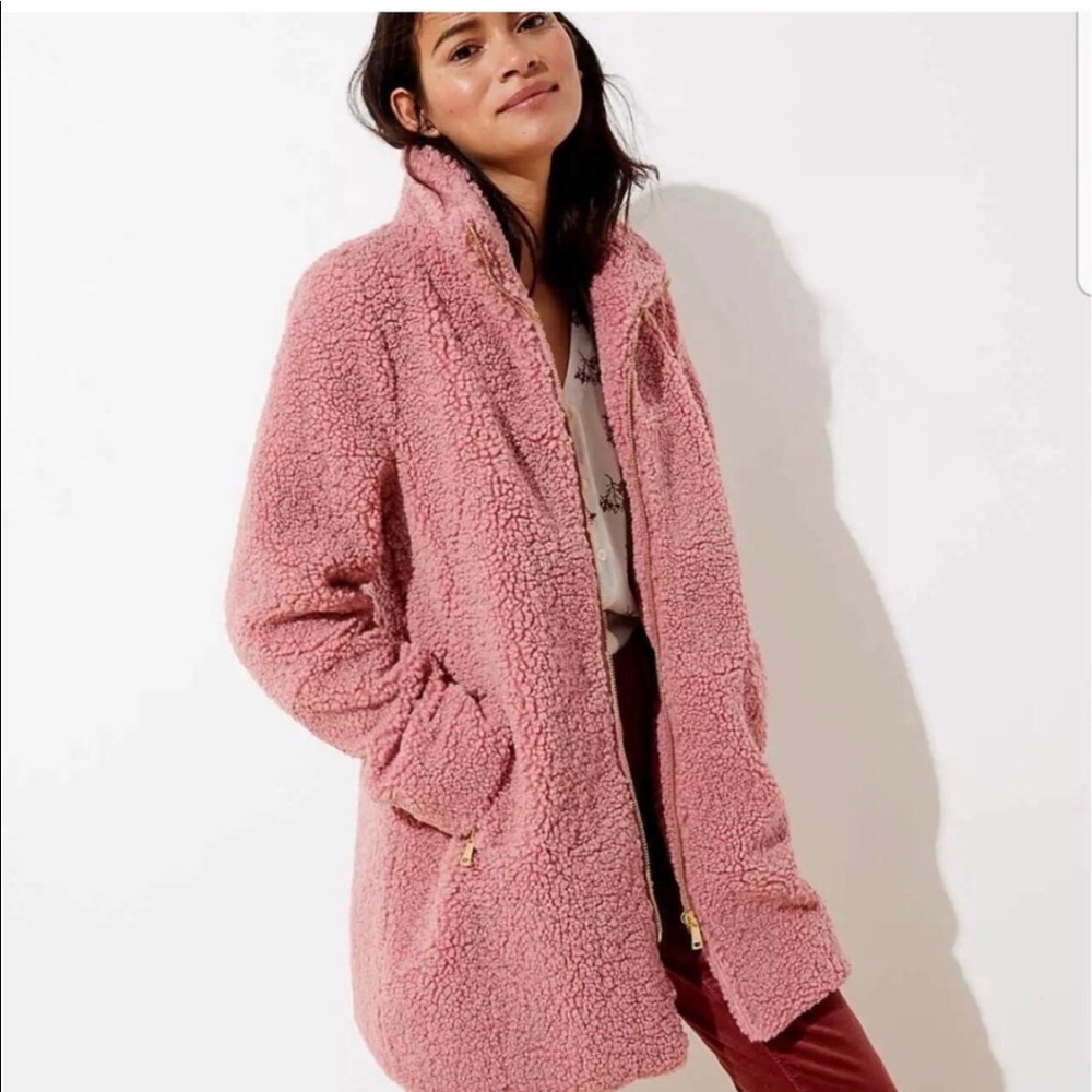 LOFT Pink Teddy Coat